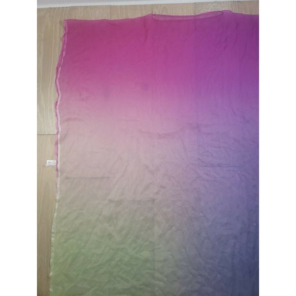 Jane Woolrich Silk Beach Cover Up Poncho Shawl Wrap Scarf Ombre Multicolor - Picture 4 of 12